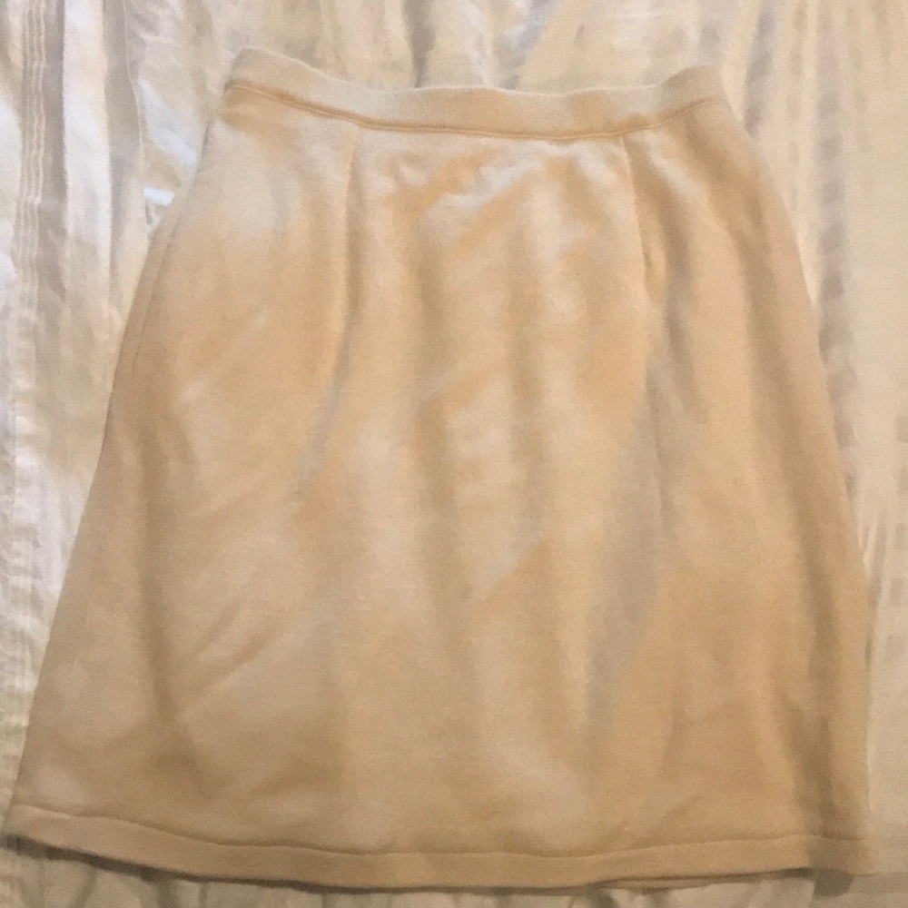 Vintage Parisian Rodier Knit Creme Skirt- Paris